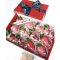 12pcs Red Marble & Rose Petals Chocolate Strawberries Gift Box